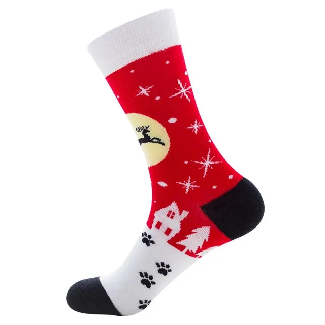 Christmas socks with cheerful motifs - Nicholas, reindeer, tree, snowflakes and snowman