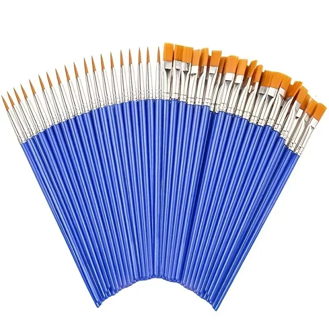 Set of 20 blue brushes for painting and making