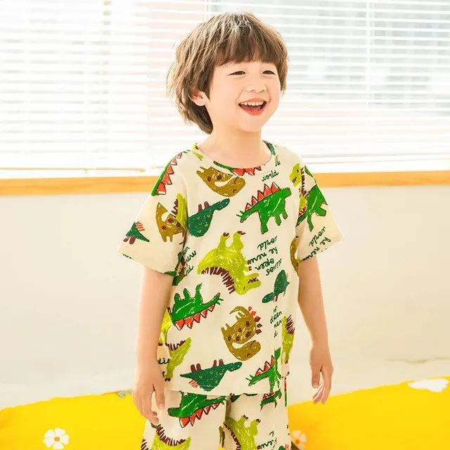 Baby cotton pajamas with short sleeves for boys and girls