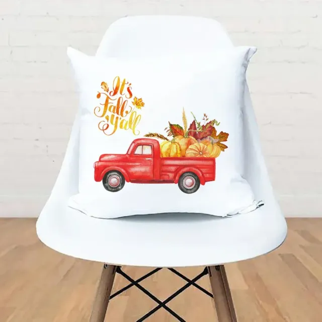 White pillowcase with printing car for home and party decorations for Thanksgiving