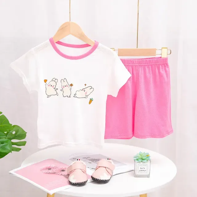 Baby cotton pajamas with short sleeves for boys and girls