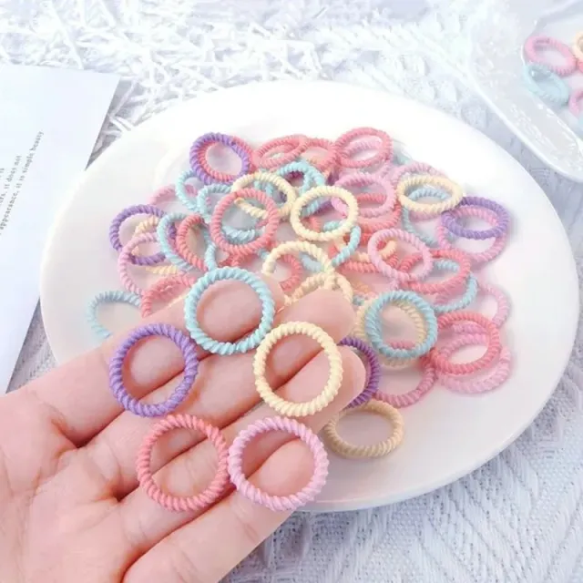 100pcs Cute elastic polyester hair rubber bands for children and girls - Colorful hair accessories