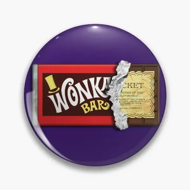 Flat Badge - Chocolate Top ze złotym biletem Wonka