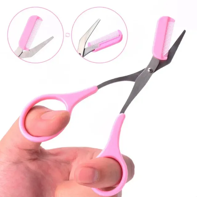 Safe Scissors for cutting eyebrows made of stainless steel with comb