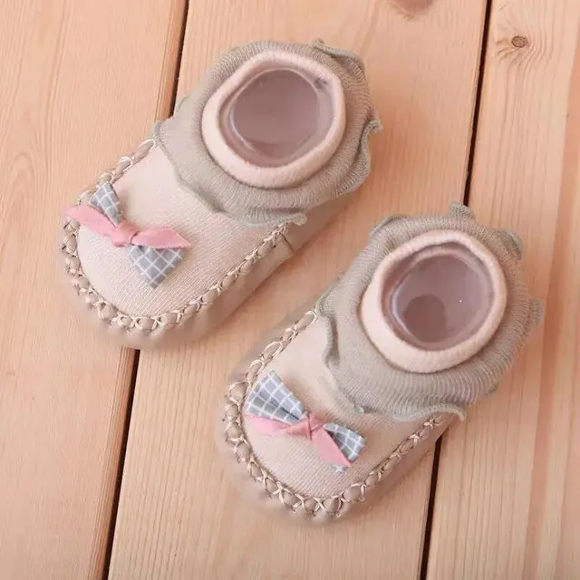 Gyermek őszi/téli zokni pamut íj újszülöttek és kisgyermekek számára - anti-csúszás