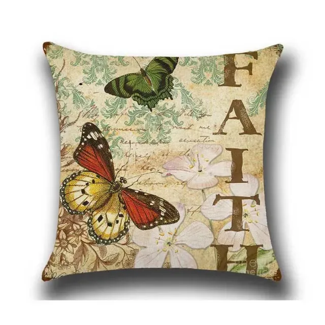 Housse de coussin rétro avec motif de papillon 45*45 cm pour décoration