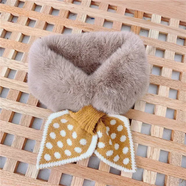 Children's winter scarf with plush collar for girls - different colors