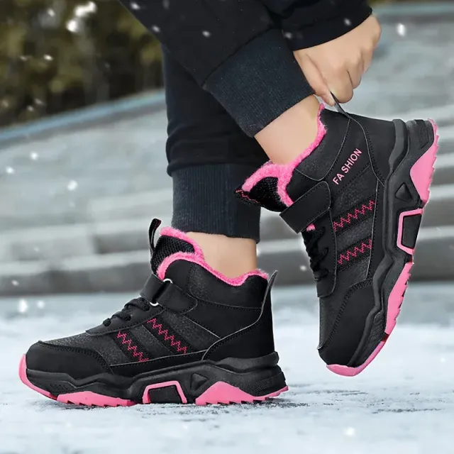 Children's winter shoes for boys, warm sports snow boots with cotton lining, fashion outdoor sneakers