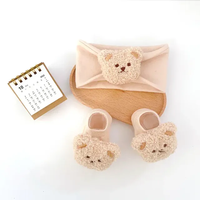 Baby socks with headband - set of 2 pieces with cute teddy bear