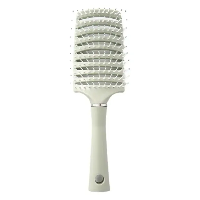 Comb against electrostatic charge, with bent design for head massage and long handle