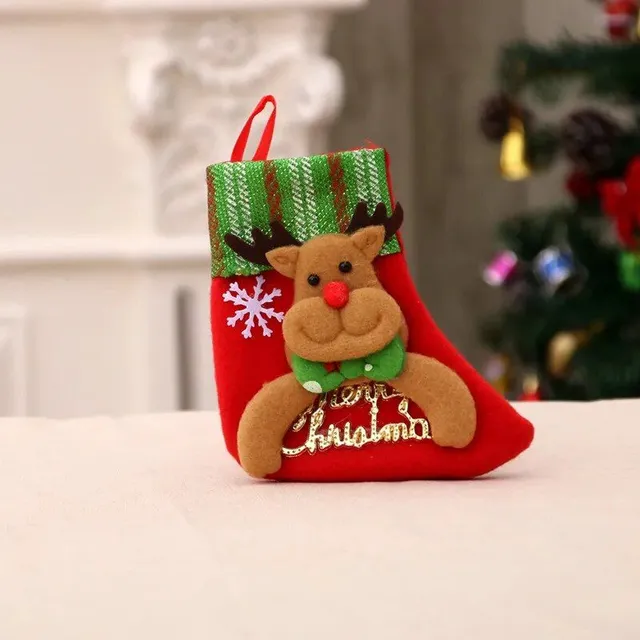 1 buc. Șosetă de Crăciun cu imprimeu de Om de Zăpadă, Moș Crăciun, Brad sau Urs