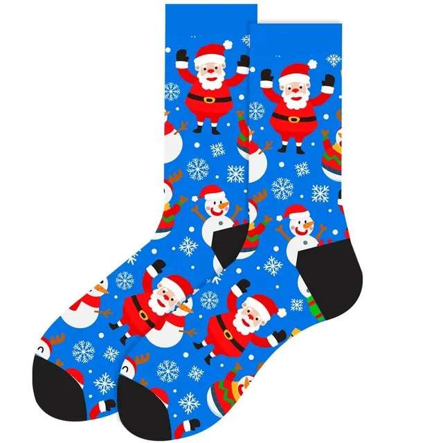 Chaussettes de Noël avec motifs joyeux - Saint Nicolas, renne, sapin, flocons et bonhomme de neige