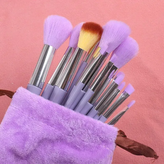 Set 13 pensule cosmetice pentru machiaj profesional - diferite culori