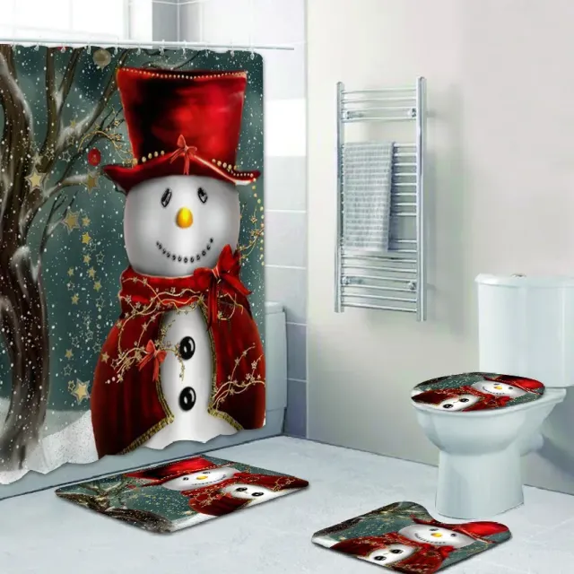 3D vánoční sprchový závěs a koupelnová předložka