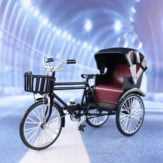 Retro rickshaw trojkolka, vysoko simulačný model zo zliatiny