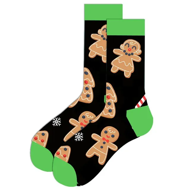 Christmas socks with cheerful motifs - Nicholas, reindeer, tree, snowflakes and snowman