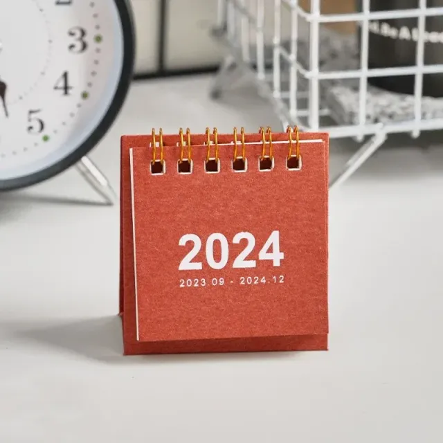 Mini calendar de birou pentru anul 2024 într-o singură culoare - planificator zilnic, organizator anual și decor pentru masă