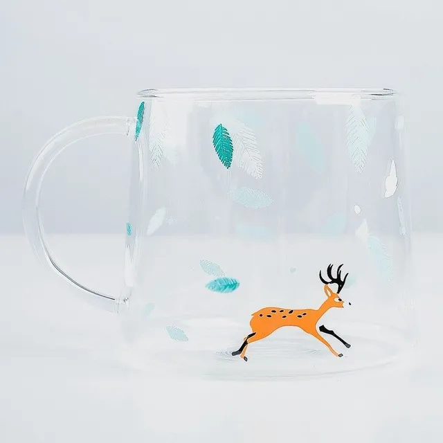 Glass mug with animals