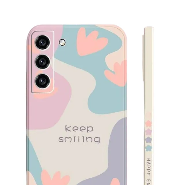 Silicone cover with patterns on Samsung Galaxy A34, "Keep smiling"