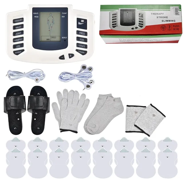 Electrostimulator muscular EMS cu 16 geluri - Aparat de masaj pentru terapie fizică, tonifiere și echipament pentru abdomen