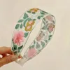 Green And Pink Embroidered Wide Edge Hair Hoop (1 Pack)