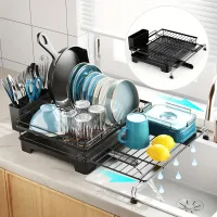 One level drop-out stove for metal utensils with tool holder, kitchen counter and sink