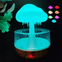 1 pièce Lampe à nuage de pluie colorée Humidificateur Champignon Sommeil Atmosphère, Machine d'Aromathérapie Goutte de Pluie Nuage Goutte de Pluie Champignon Lumière 7 Couleurs