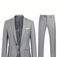 Costume formel pour homme avec veste à un bouton + pantalon pour dîner d'affaires, mariage, fête