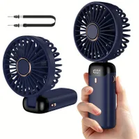 Mini ventilateur de poche avec chargement USB et 5 vitesses - pliable et alimenté par batterie avec écran LED