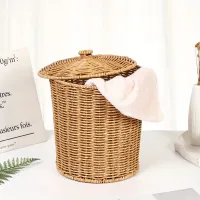 1pc Artificial rattan wicker basket, Small laundry basket for dirty laundry