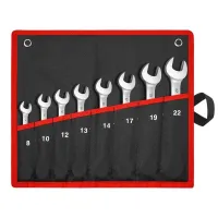 Set de chei cu cap plat 8 piese Chei cu ratchet din oțel 8 - 22 mm