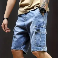 Men's elastic shorts in torn style for summer, casual street style