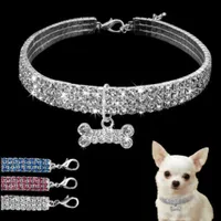 Collar for small and medium sized dogs with rhinestones and pendant
