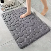 Tapis de bain doux avec mousse à mémoire de forme et motif de galets