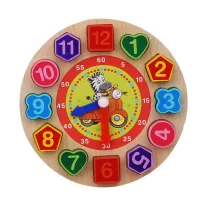 Children's wooden puzzle analog clock