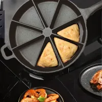 1 pc Flat pan for pizza with holes, non-sticky pizza pan with handle - kitchen utensils