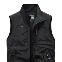 Pánská cargo vest with zipper pockets, standing collar and zipper for spring, summer, outdoor, fishing and photography