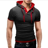 Men's T-shirt with Davon hood - grey/red