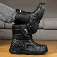 Warm and waterproof winter shoes for men - easy zipped Velcro