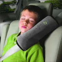 Practical seat belt pillow in Hadley's car