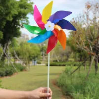 Molin de vânt decorativ colorat pentru grădină