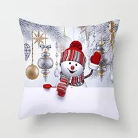 Housse de coussin avec bonhomme de neige