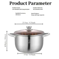 1pc 304 Stainless steel Soup Pot, Multifunctional Two-ear steamer, Home Large Capacity High Capacity Pot, Production Pastaware, Steak Sauces from Western Food, Kashe, Shoulder