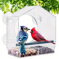 Birds right behind the window: Transparent feeder with improved suction grip