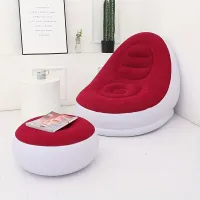 Portable lazy inflatable chair with foot pump, color box cover, modern home/outdoor sun lounger