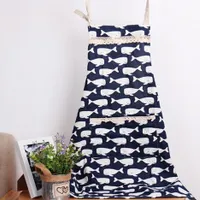 Cotton kitchen apron with whale printing