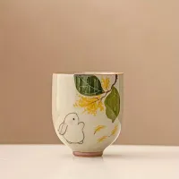 Elegant ceramic tea cup with theme rabbit - Handmade cup in rustic style, ideal for enjoying delicious tea