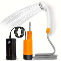Adjustable Camping Shower Pump with Detachable USB Rechargeable Batteries, Portable Outdoor Shower Head