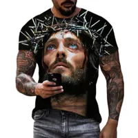 Tricou bărbătesc cu mânecă scurtă și imprimeu Jesus Christ