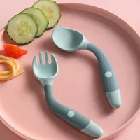 Linguriță cu furculiță din silicon pentru copii